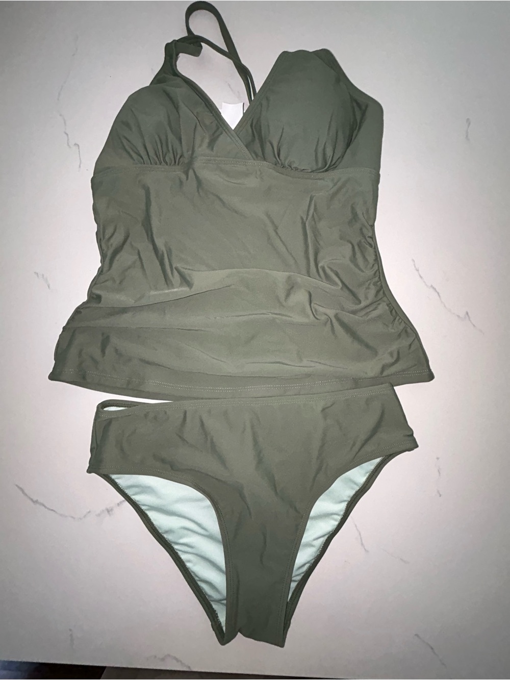 Cupshe Olive Green Tankini Swim Set - Women's Two-Piece Swimwear